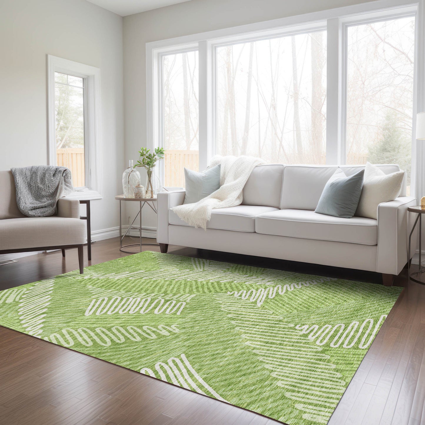 Tabselect Home Line 8' X 10' Lime Green And Ivory Floral Washable Indoor Outdoor Area Rug