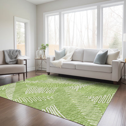 Tabselect Home Line 8' X 10' Lime Green And Ivory Floral Washable Indoor Outdoor Area Rug