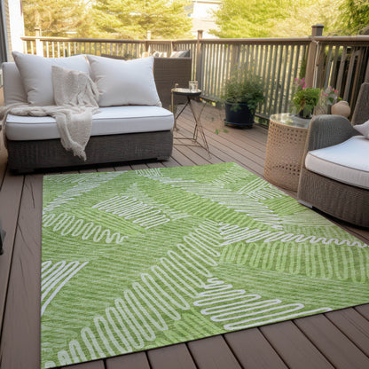 Tabselect Home Line 8' X 10' Lime Green And Ivory Floral Washable Indoor Outdoor Area Rug