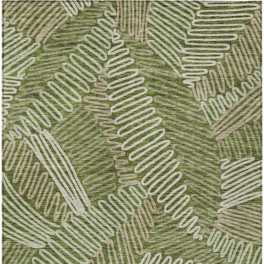 Tabselect Home Line 5' X 8' Olive Green Brown And Ivory Floral Washable Indoor Outdoor Area Rug