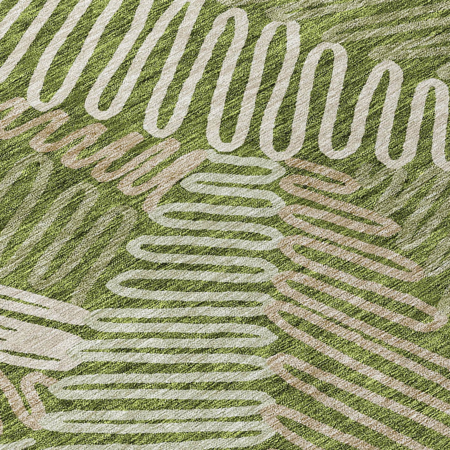 Tabselect Home Line 5' X 8' Olive Green Brown And Ivory Floral Washable Indoor Outdoor Area Rug