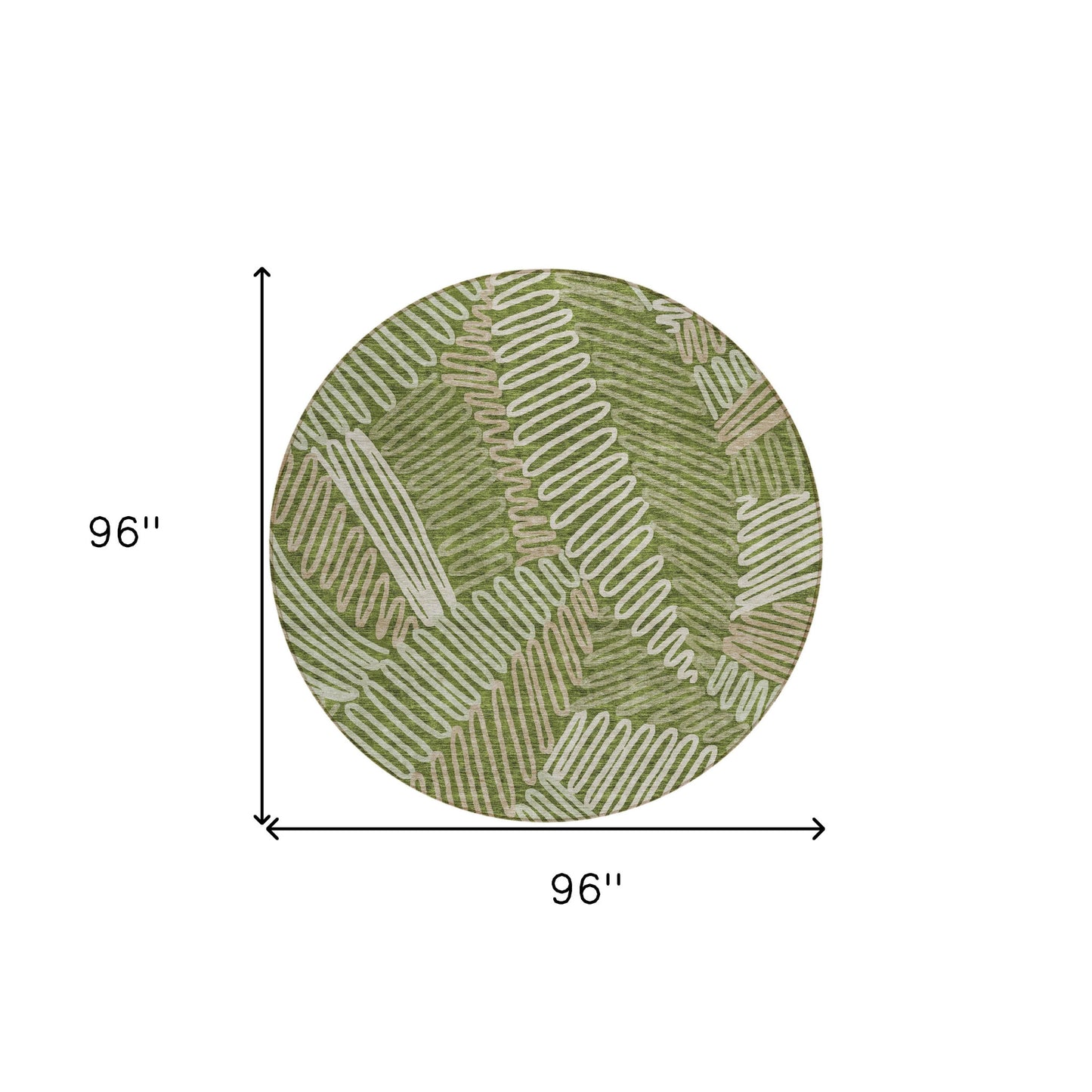 Tabselect Home Line 8' Olive Green Brown And Ivory Round Floral Washable Indoor Outdoor Area Rug