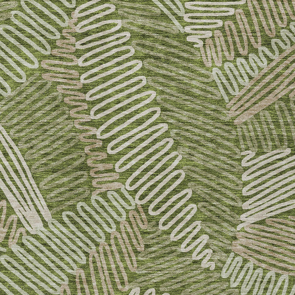 Tabselect Home Line 8' X 10' Olive Green Brown And Ivory Floral Washable Indoor Outdoor Area Rug