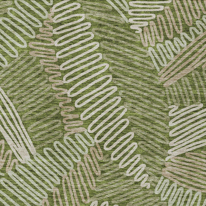 Tabselect Home Line 8' X 10' Olive Green Brown And Ivory Floral Washable Indoor Outdoor Area Rug