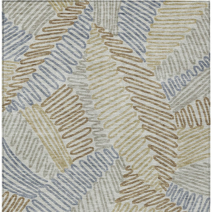 Tabselect Home Line 5' X 8' Taupe Gray And Beige Floral Washable Indoor Outdoor Area Rug