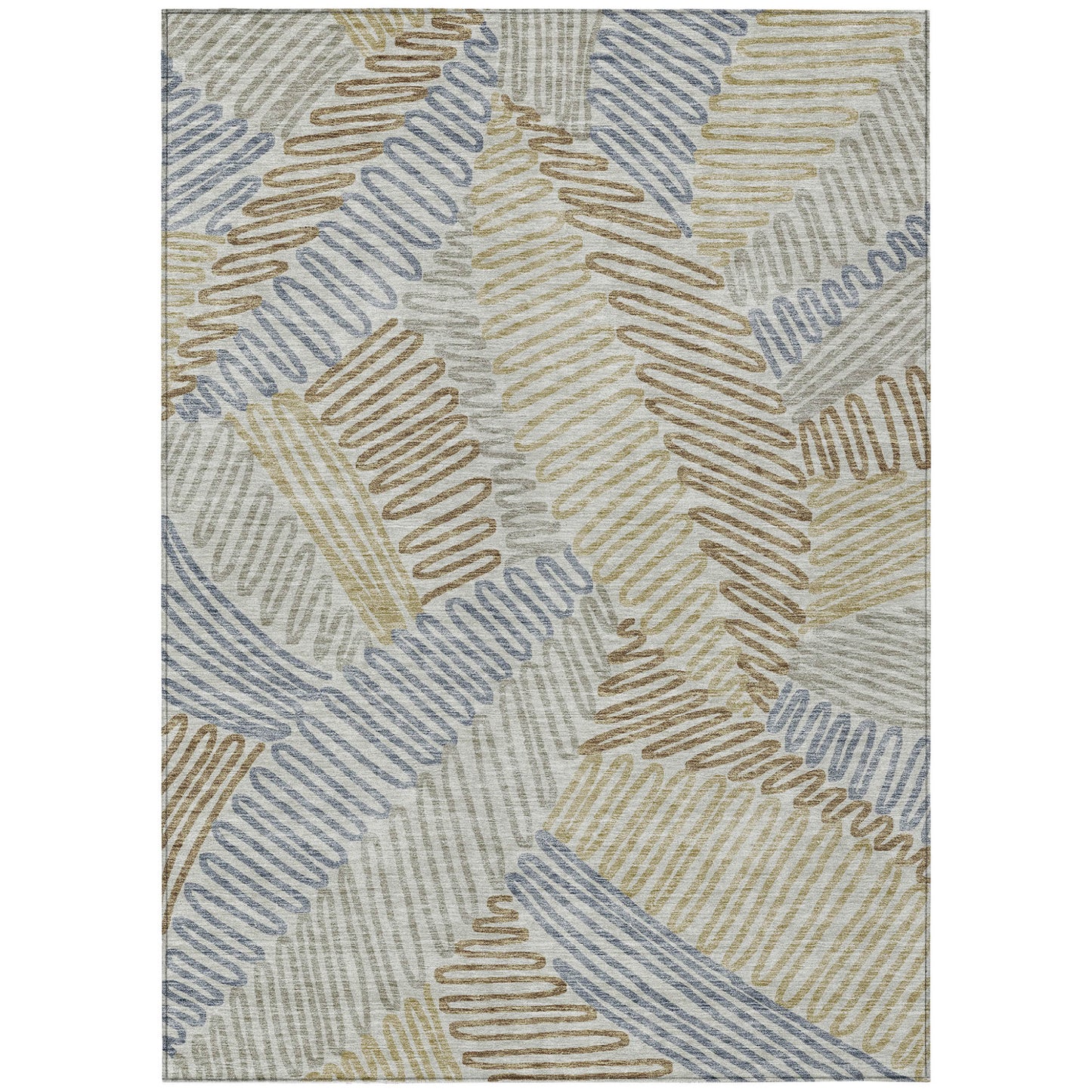Tabselect Home Line 5' X 8' Taupe Gray And Beige Floral Washable Indoor Outdoor Area Rug