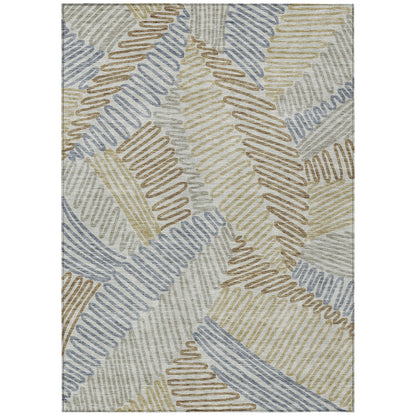 Tabselect Home Line 5' X 8' Taupe Gray And Beige Floral Washable Indoor Outdoor Area Rug