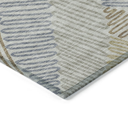 Tabselect Home Line 5' X 8' Taupe Gray And Beige Floral Washable Indoor Outdoor Area Rug