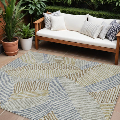 Tabselect Home Line 8' X 10' Taupe Gray And Beige Floral Washable Indoor Outdoor Area Rug