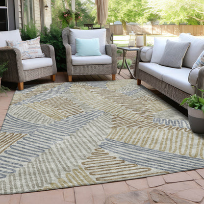 Tabselect Home Line 8' X 10' Taupe Gray And Beige Floral Washable Indoor Outdoor Area Rug