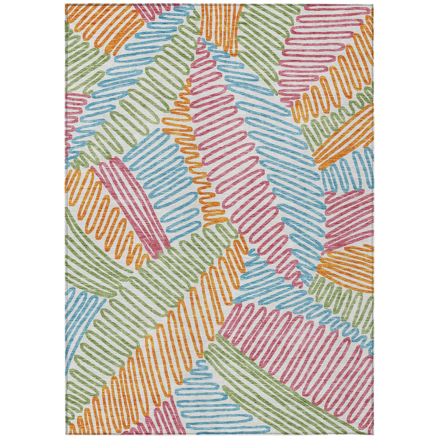 Tabselect Home Line 8' X 10' Blue Green And Pink Floral Washable Indoor Outdoor Area Rug