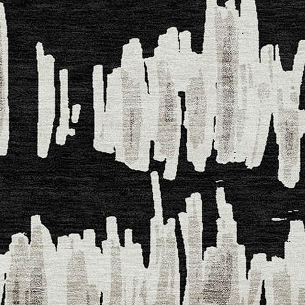 Tabselect Home Line 5' X 8' Black Ivory And Gray Striped Washable Indoor Outdoor Area Rug