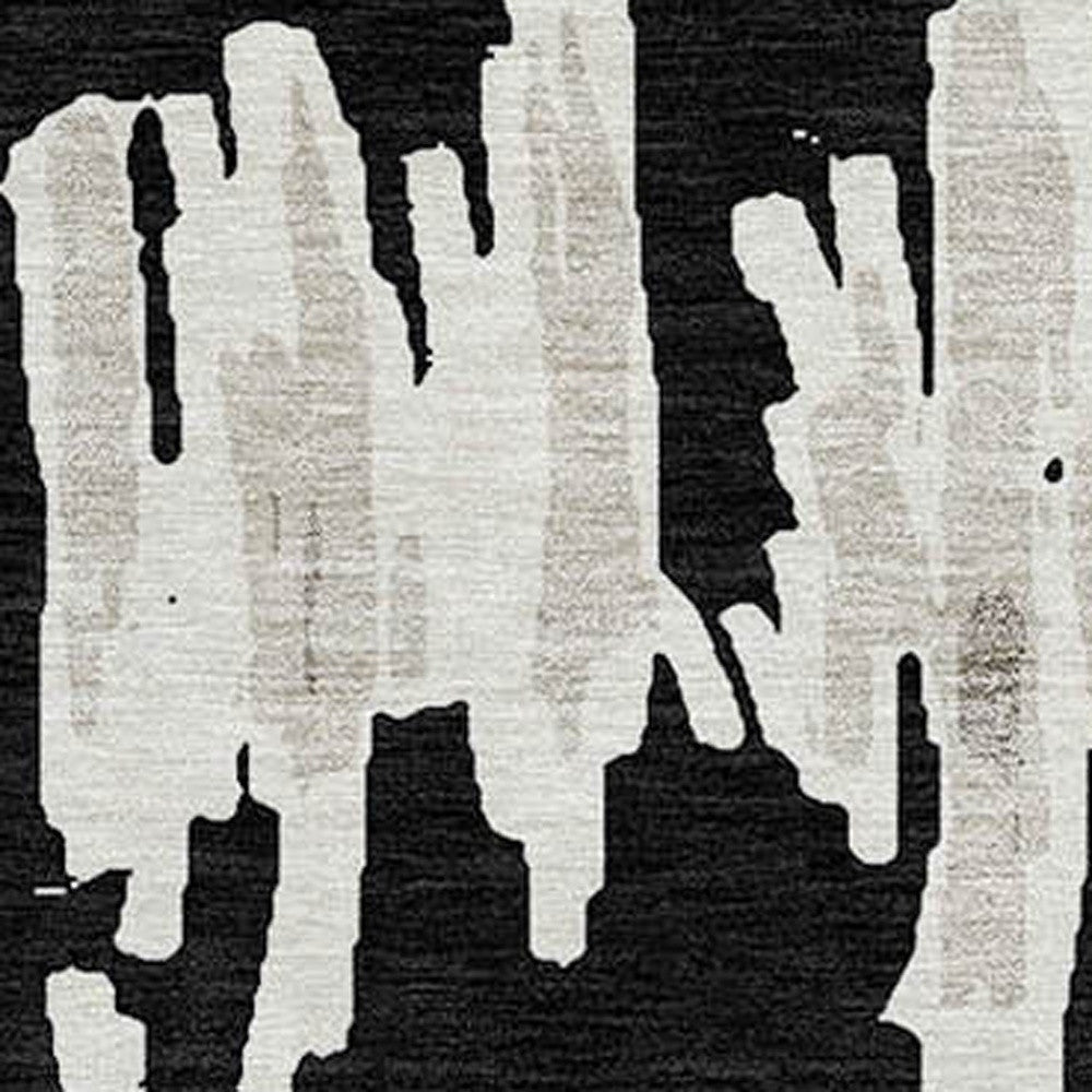 Tabselect Home Line 8' Black Ivory And Gray Round Striped Washable Indoor Outdoor Area Rug