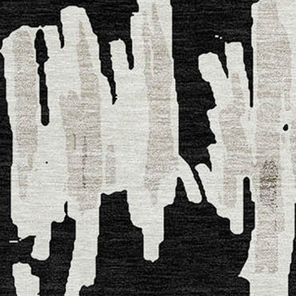 Tabselect Home Line 8' Black Ivory And Gray Round Striped Washable Indoor Outdoor Area Rug