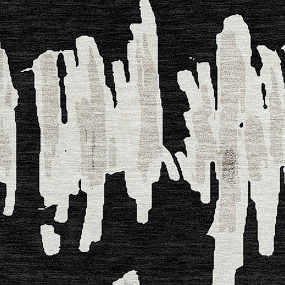 Tabselect Home Line 8' Black Ivory And Gray Round Striped Washable Indoor Outdoor Area Rug