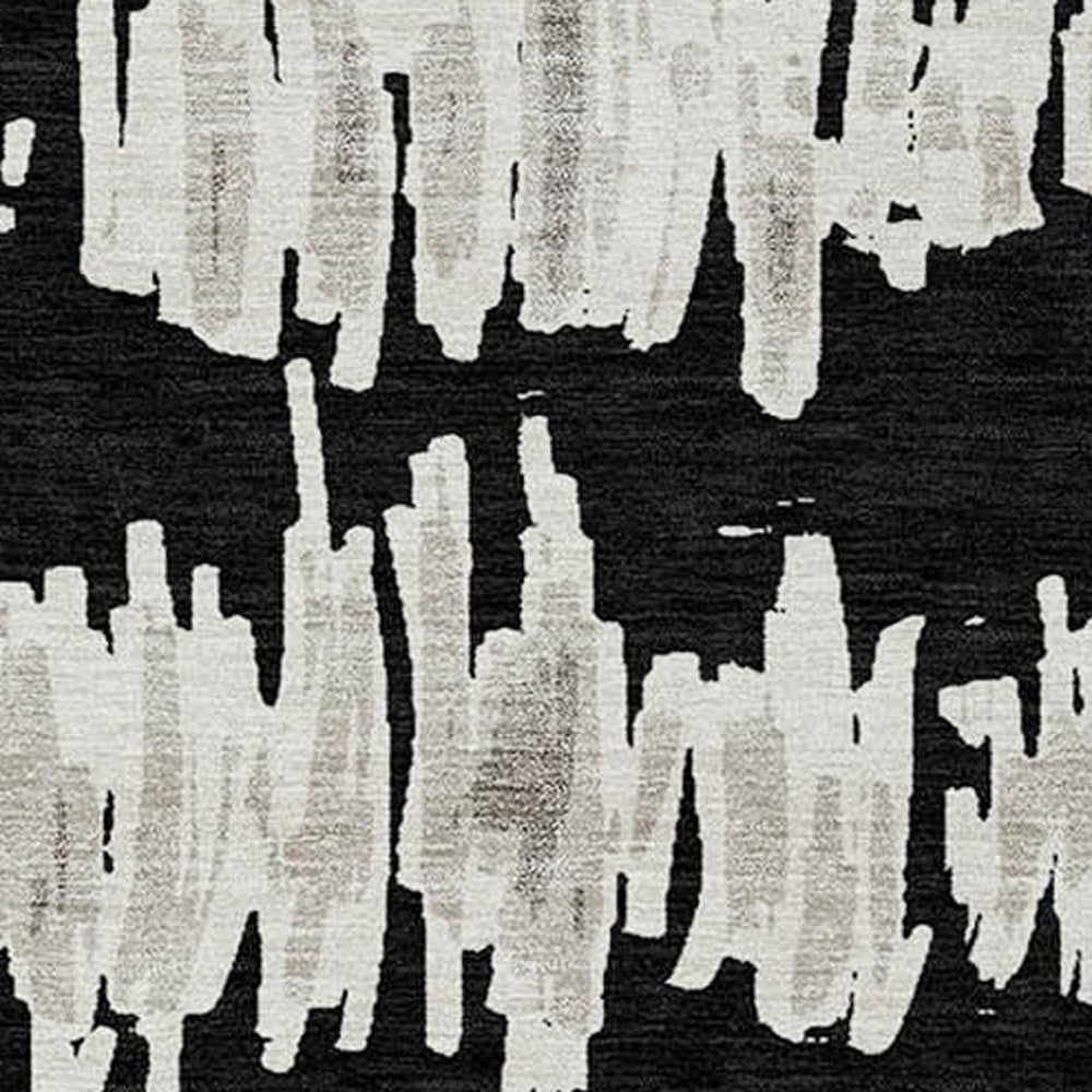 Tabselect Home Line 8' X 10' Black Ivory And Gray Striped Washable Indoor Outdoor Area Rug