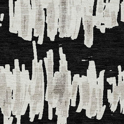 Tabselect Home Line 8' X 10' Black Ivory And Gray Striped Washable Indoor Outdoor Area Rug