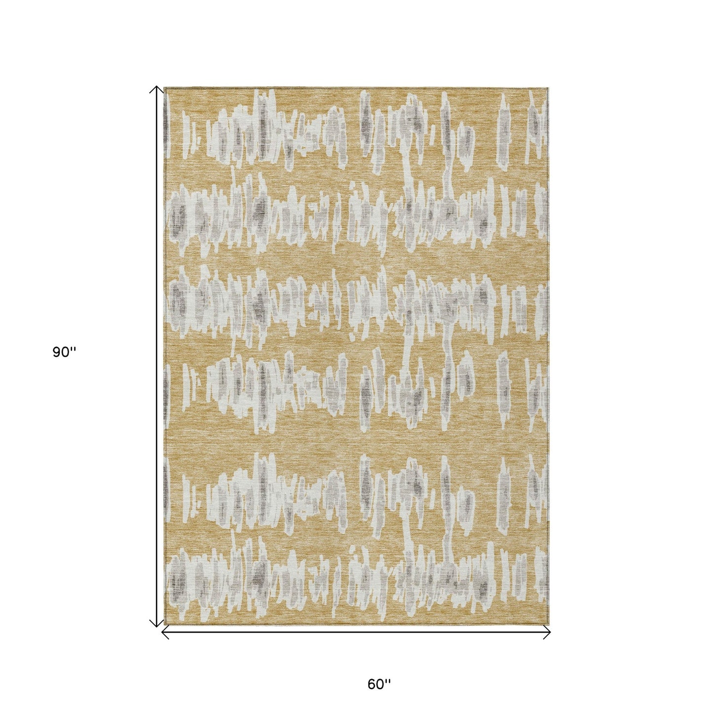 Tabselect Home Line 5' X 8' Gold Gray And Ivory Striped Washable Indoor Outdoor Area Rug