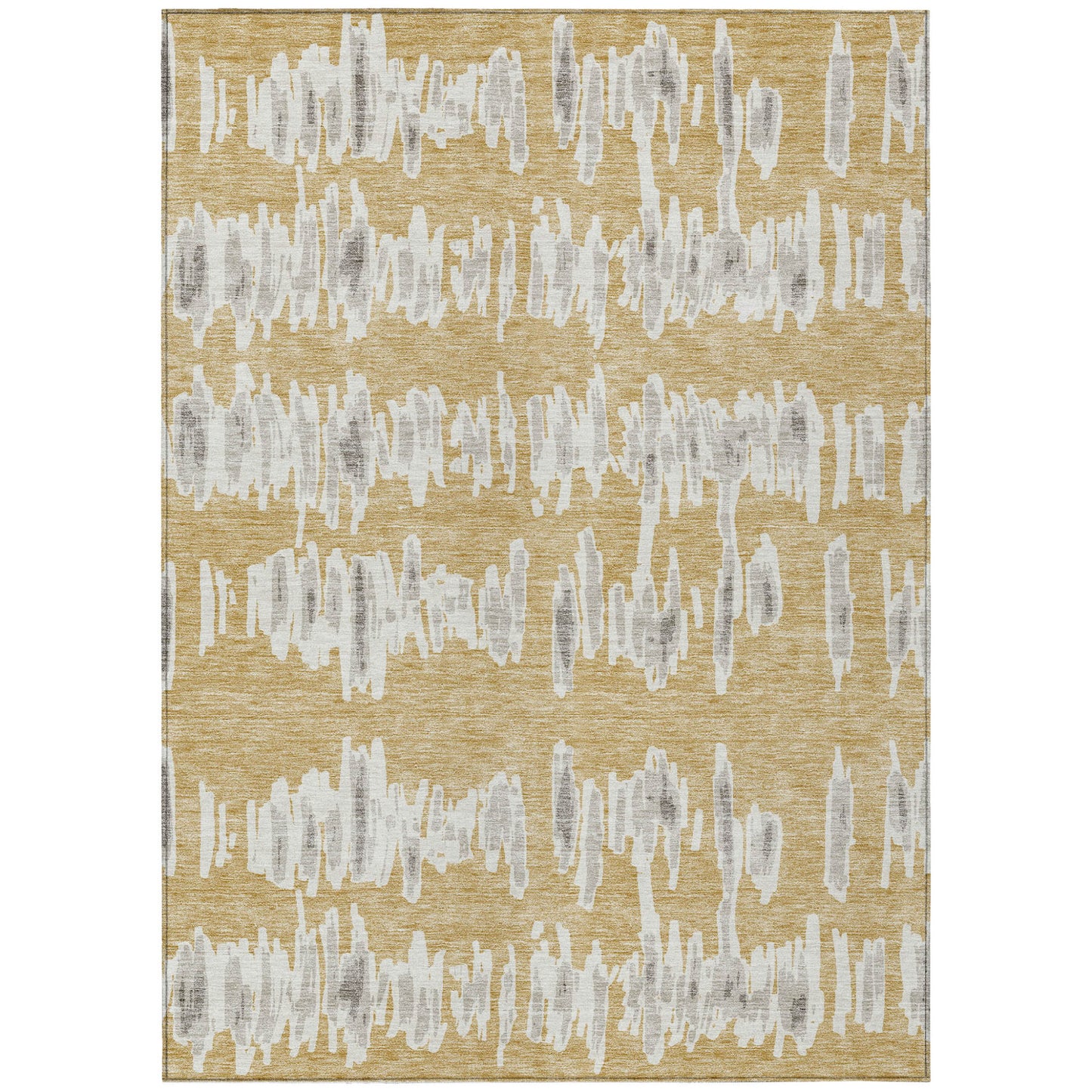 Tabselect Home Line 5' X 8' Gold Gray And Ivory Striped Washable Indoor Outdoor Area Rug