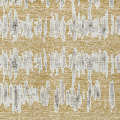 Tabselect Home Line 5' X 8' Gold Gray And Ivory Striped Washable Indoor Outdoor Area Rug