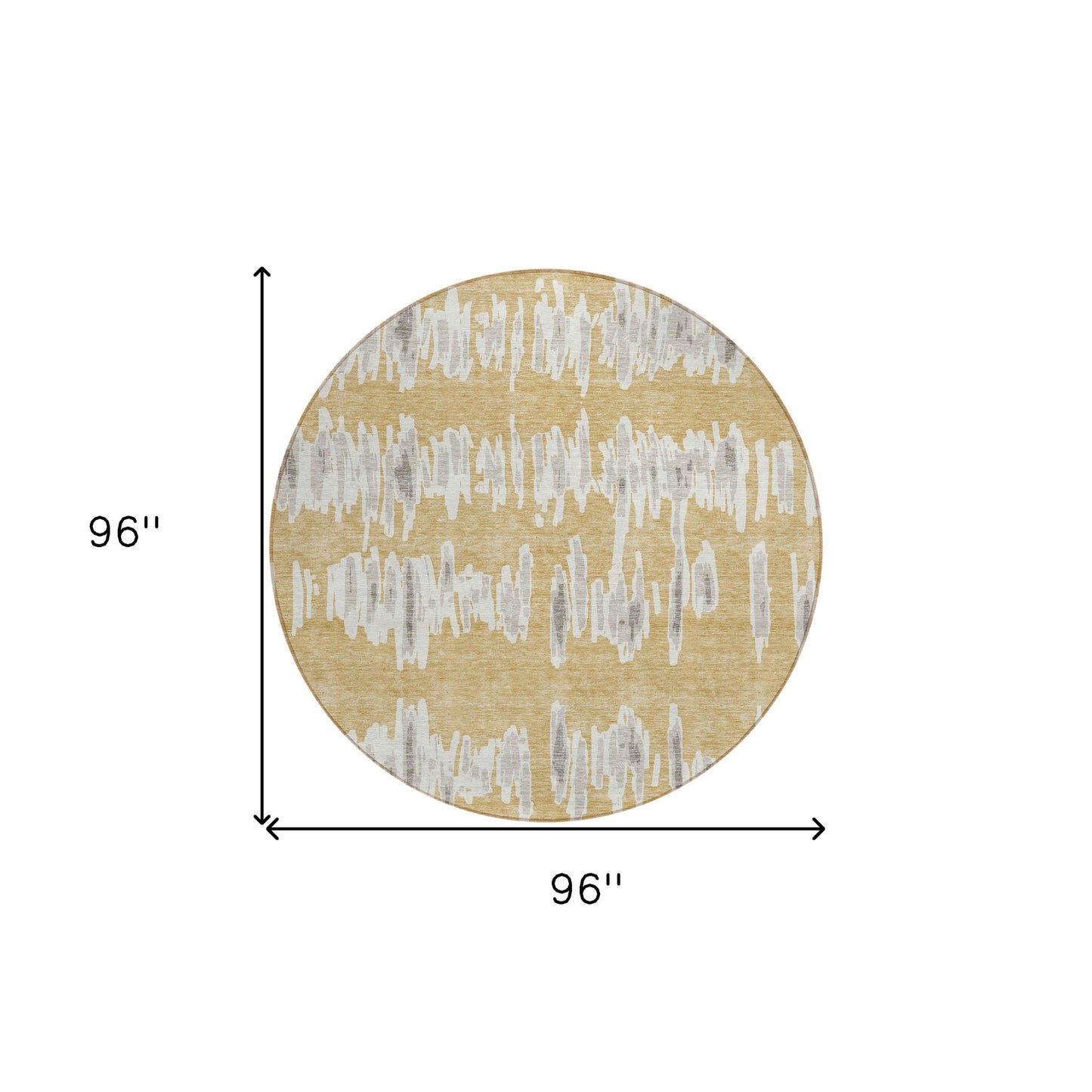 Tabselect Home Line 8' Gold Gray And Ivory Round Striped Washable Indoor Outdoor Area Rug