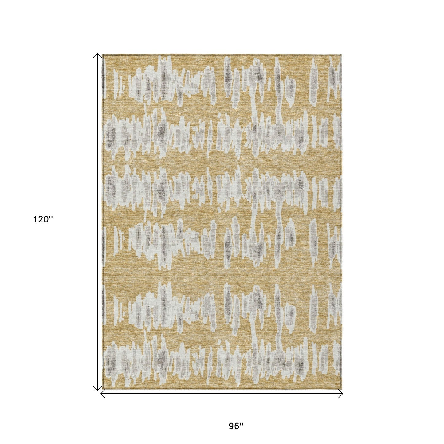 Tabselect Home Line 8' X 10' Gold Gray And Ivory Striped Washable Indoor Outdoor Area Rug