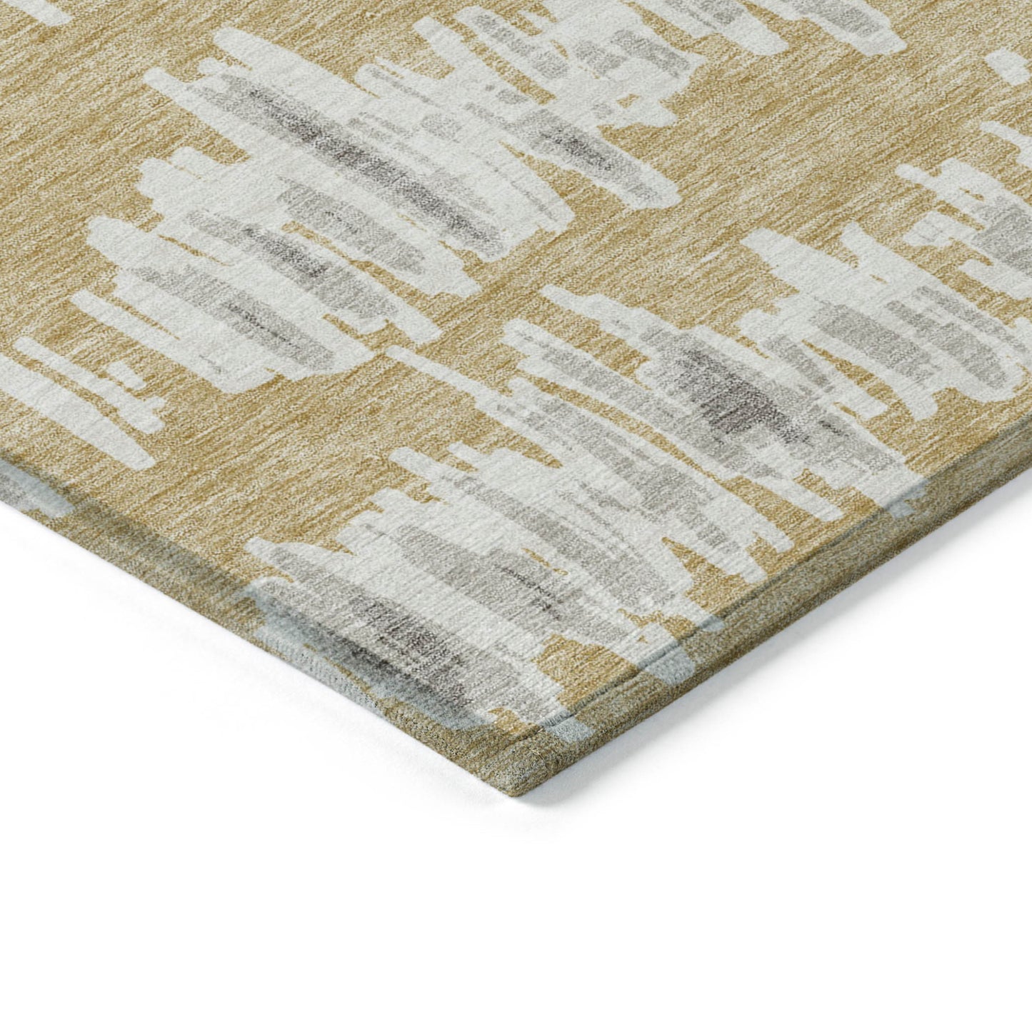 Tabselect Home Line 8' X 10' Gold Gray And Ivory Striped Washable Indoor Outdoor Area Rug