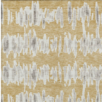 Tabselect Home Line 8' X 10' Gold Gray And Ivory Striped Washable Indoor Outdoor Area Rug