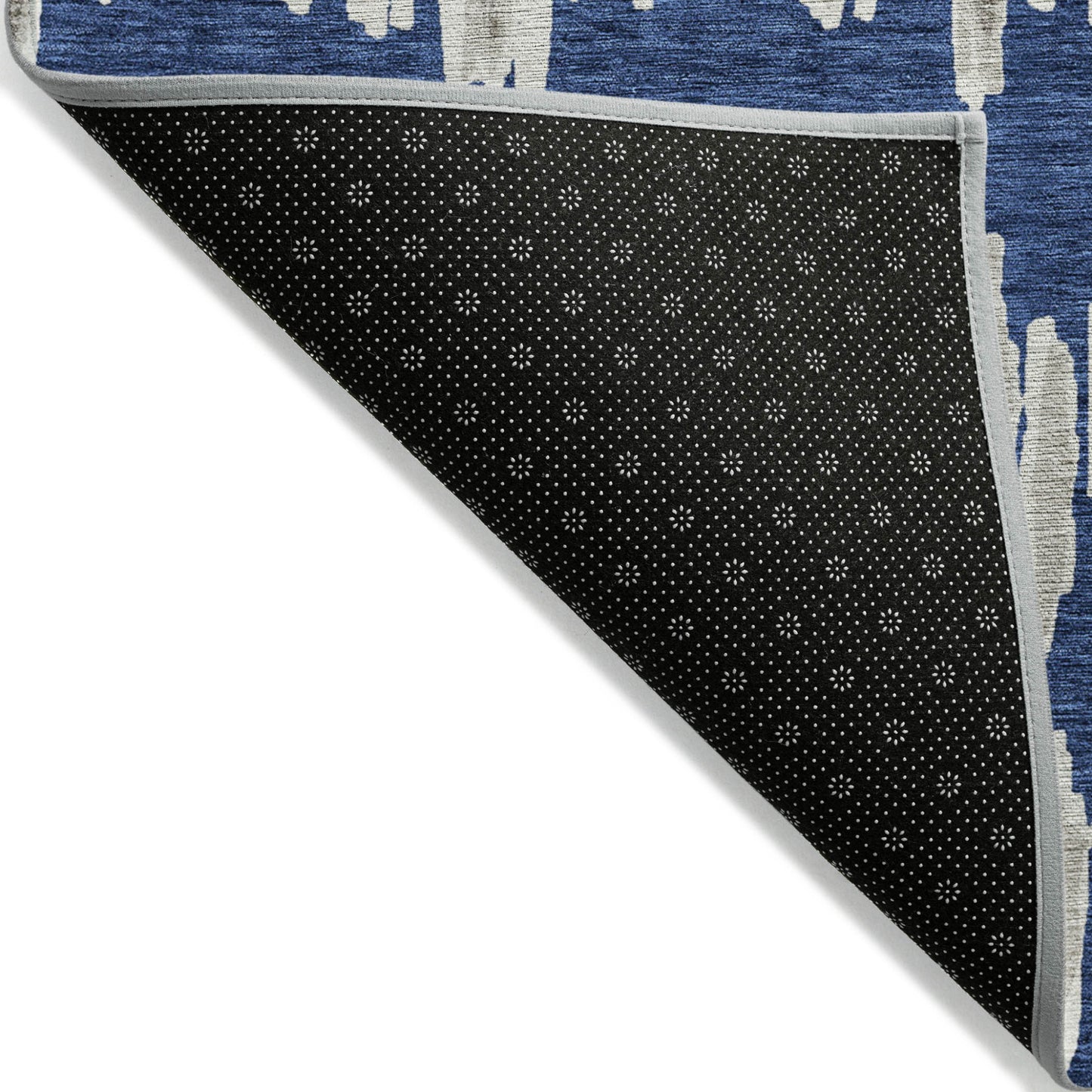 Tabselect Home Line 5' X 8' Navy Blue Gray And Ivory Striped Washable Indoor Outdoor Area Rug