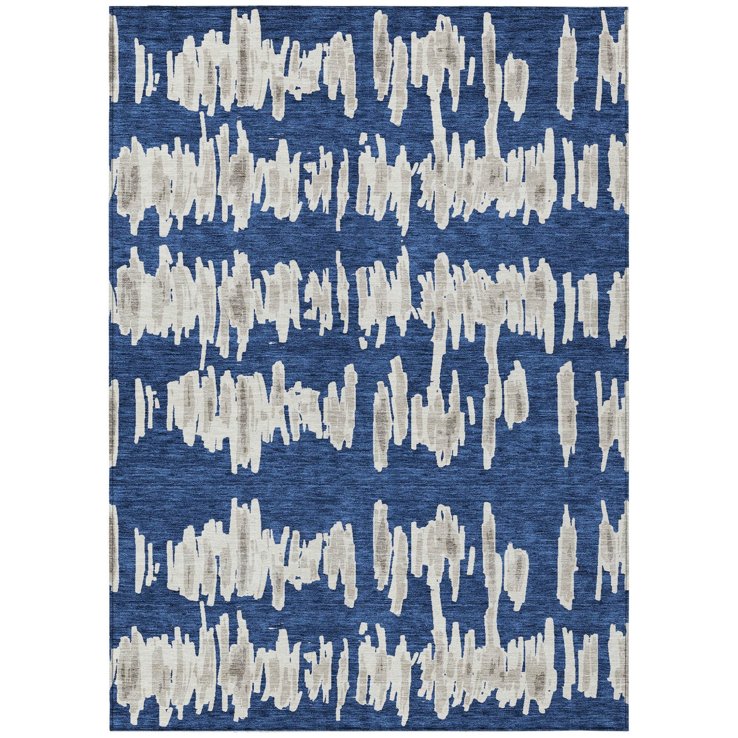 Tabselect Home Line 8' X 10' Navy Blue Gray And Ivory Striped Washable Indoor Outdoor Area Rug