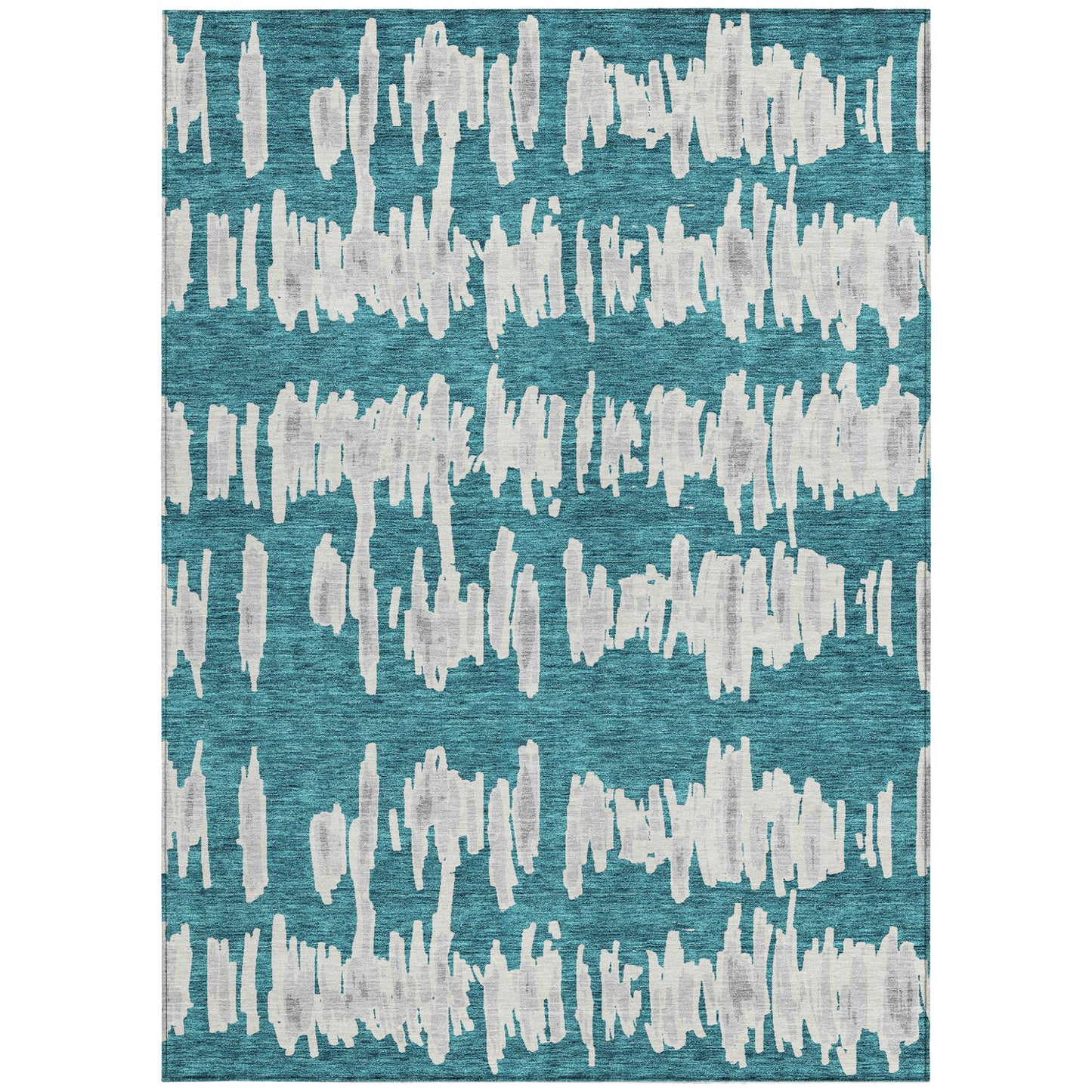 Tabselect Home Line 8' X 10' Teal Blue And Gray Striped Washable Indoor Outdoor Area Rug