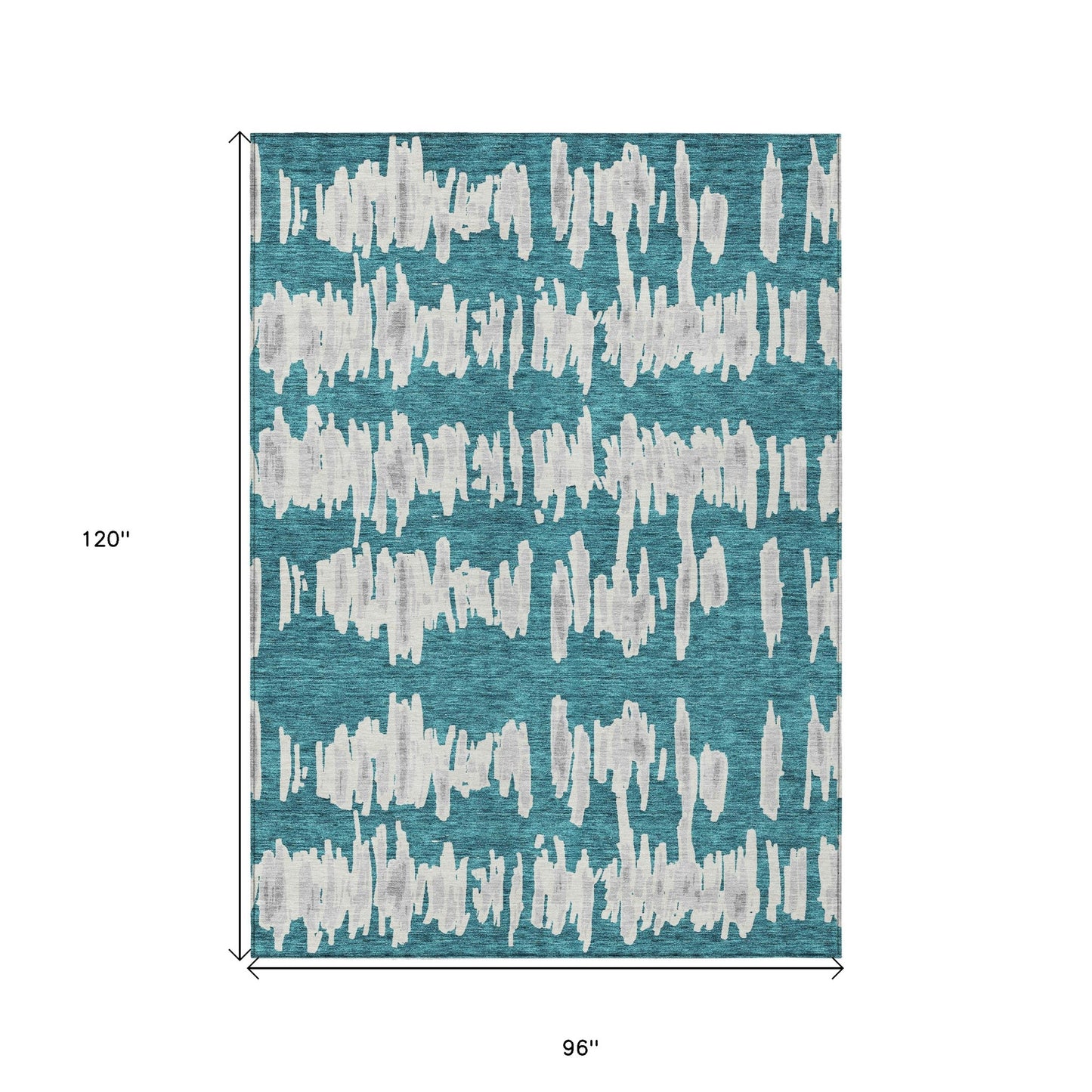 Tabselect Home Line 8' X 10' Teal Blue And Gray Striped Washable Indoor Outdoor Area Rug