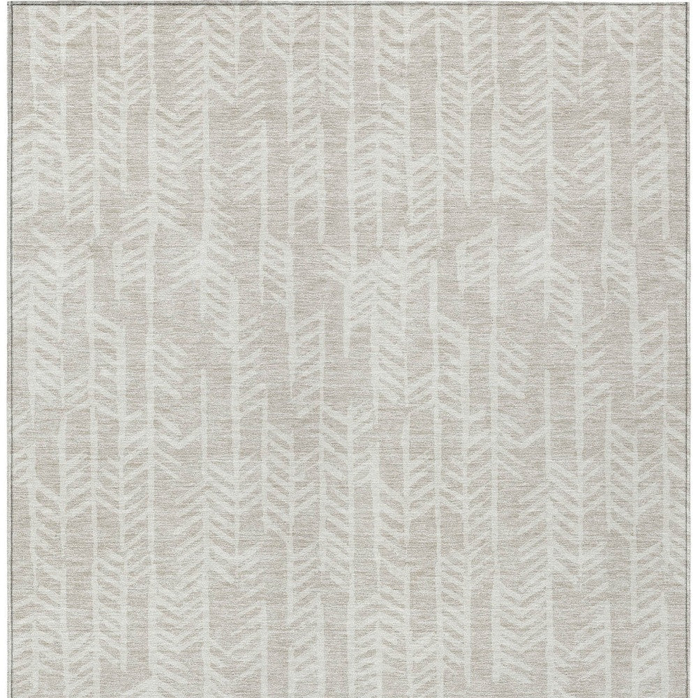 Tabselect Home Line 5' X 8' Beige And Ivory Tribal Washable Indoor Outdoor Area Rug