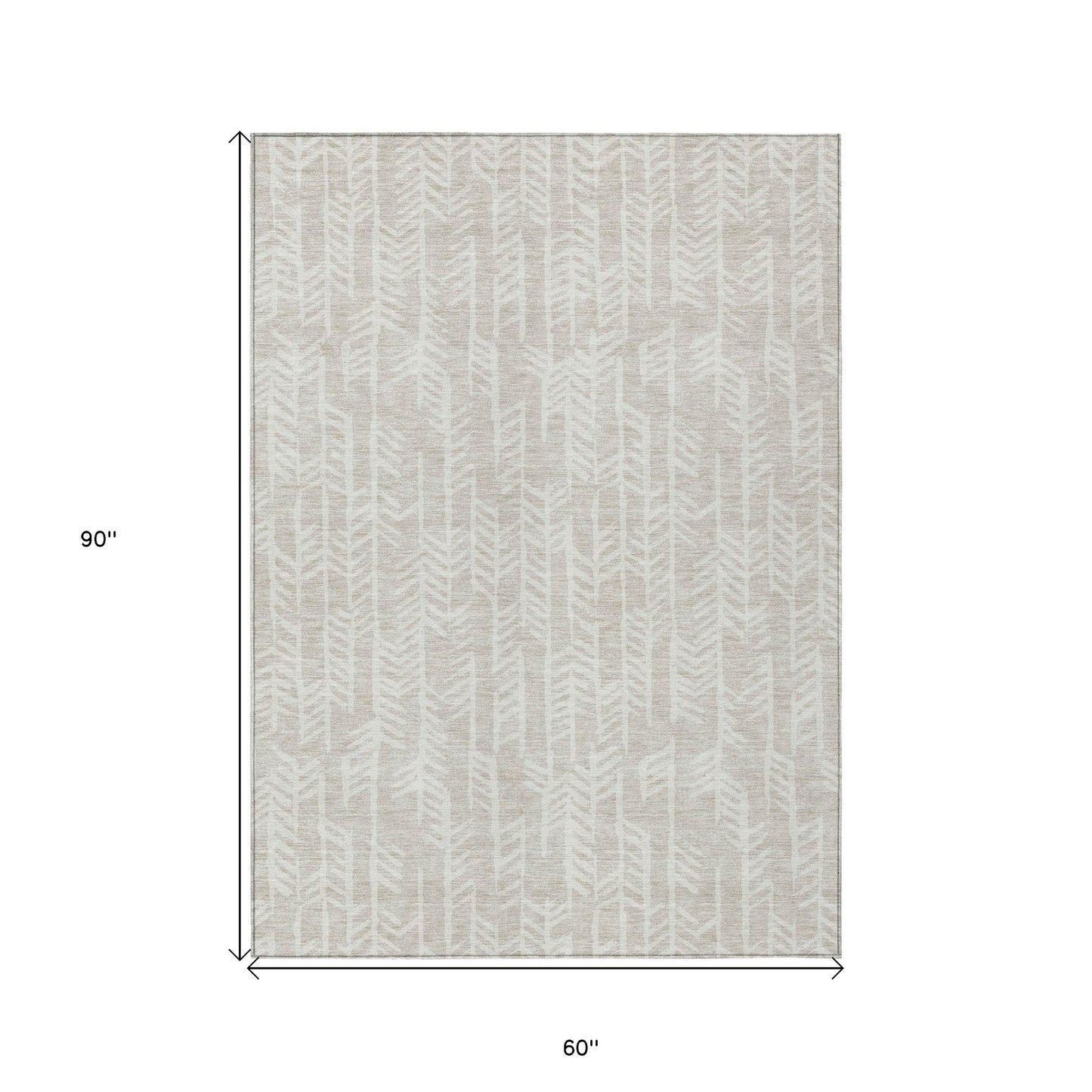 Tabselect Home Line 5' X 8' Beige And Ivory Tribal Washable Indoor Outdoor Area Rug