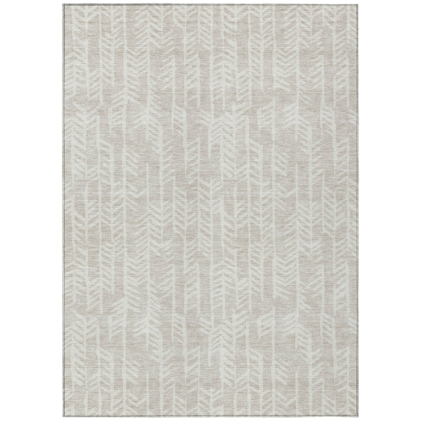 Tabselect Home Line 5' X 8' Beige And Ivory Tribal Washable Indoor Outdoor Area Rug