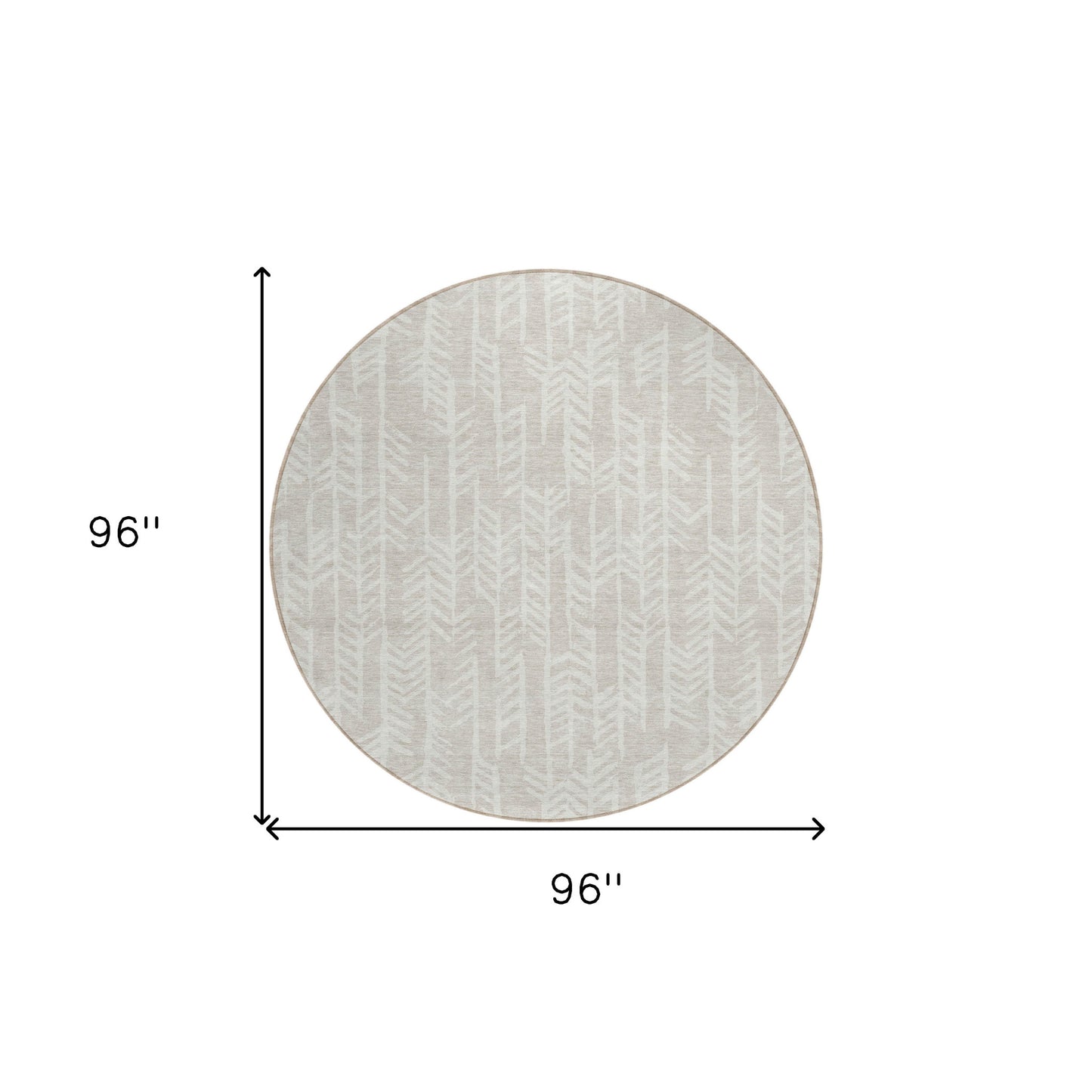 Tabselect Home Line 8' Beige And Ivory Round Tribal Washable Indoor Outdoor Area Rug