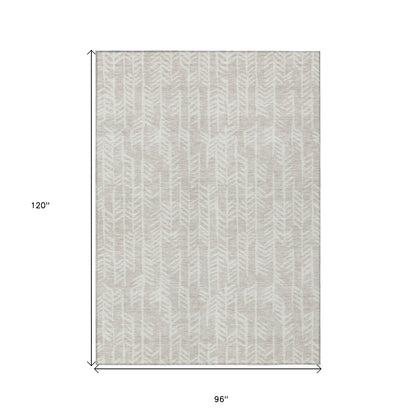 Tabselect Home Line 8' X 10' Beige And Ivory Tribal Washable Indoor Outdoor Area Rug