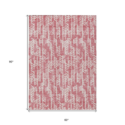 Tabselect Home Line 5' X 8' Blush And Ivory Tribal Washable Indoor Outdoor Area Rug