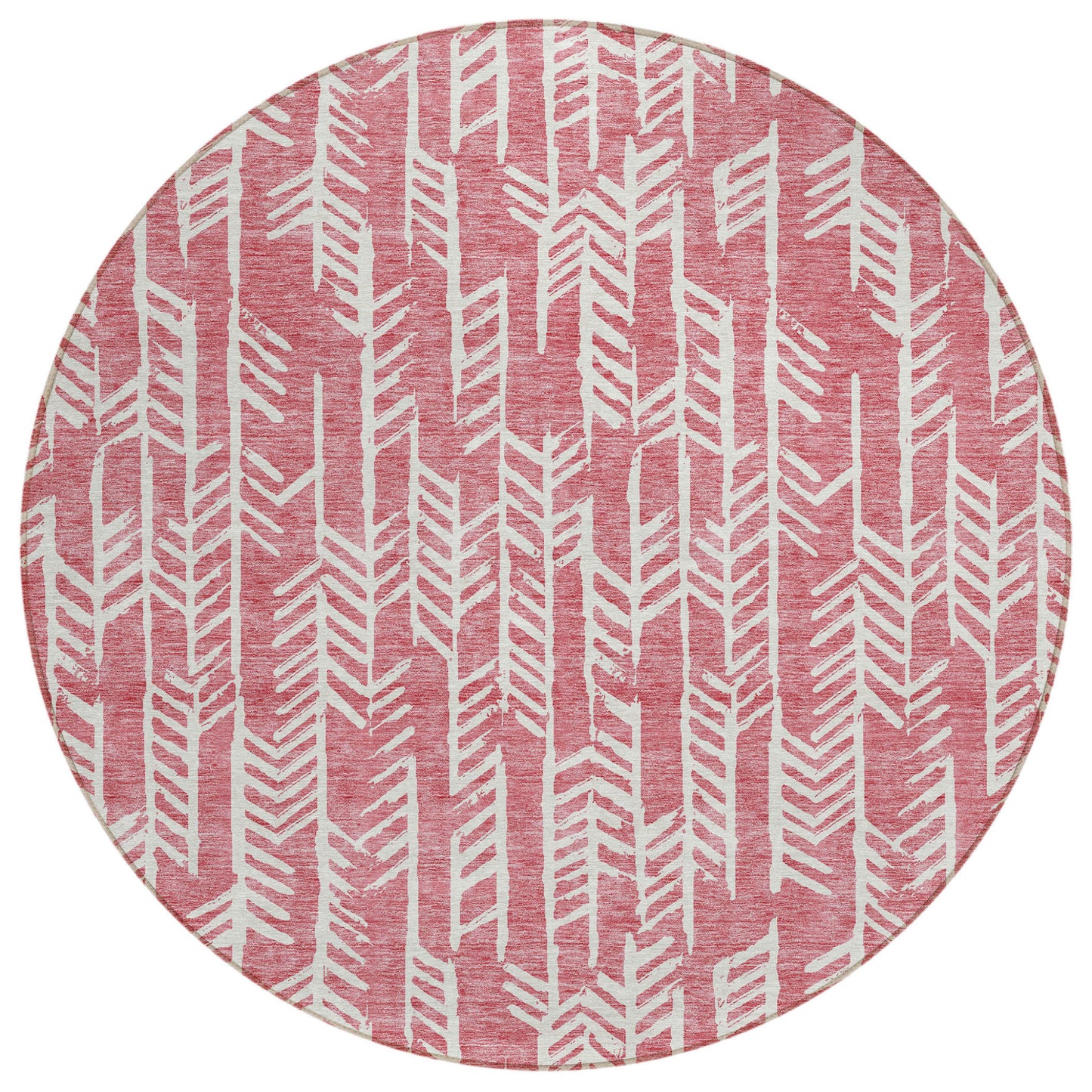 Tabselect Home Line 8' Blush And Ivory Round Tribal Washable Indoor Outdoor Area Rug