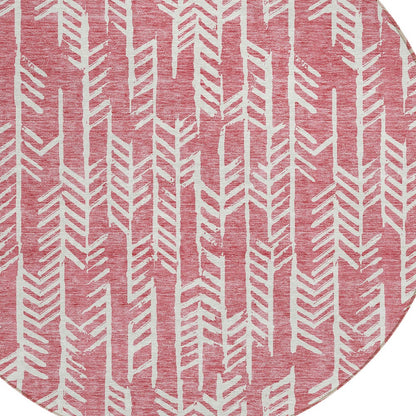 Tabselect Home Line 8' Blush And Ivory Round Tribal Washable Indoor Outdoor Area Rug