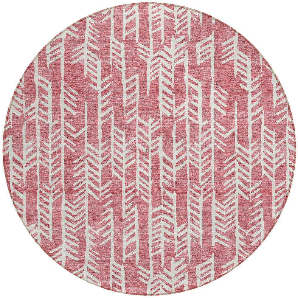 Tabselect Home Line 8' Blush And Ivory Round Tribal Washable Indoor Outdoor Area Rug