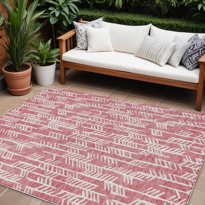Tabselect Home Line 8' X 10' Blush And Ivory Tribal Washable Indoor Outdoor Area Rug