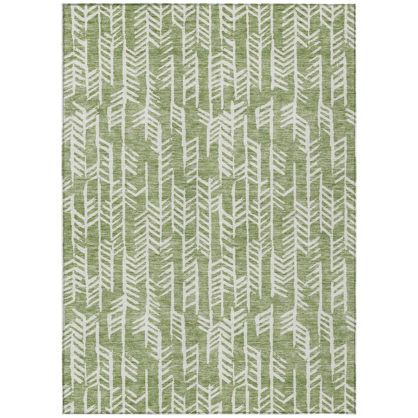 Tabselect Home Line 5' X 8' Green And Ivory Tribal Washable Indoor Outdoor Area Rug