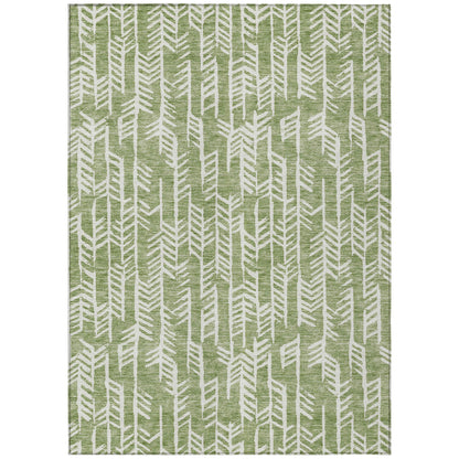 Tabselect Home Line 5' X 8' Green And Ivory Tribal Washable Indoor Outdoor Area Rug