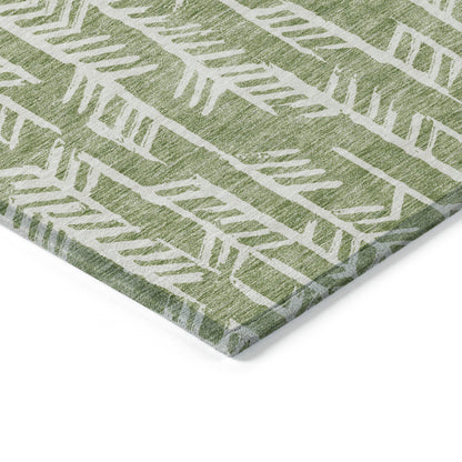 Tabselect Home Line 5' X 8' Green And Ivory Tribal Washable Indoor Outdoor Area Rug