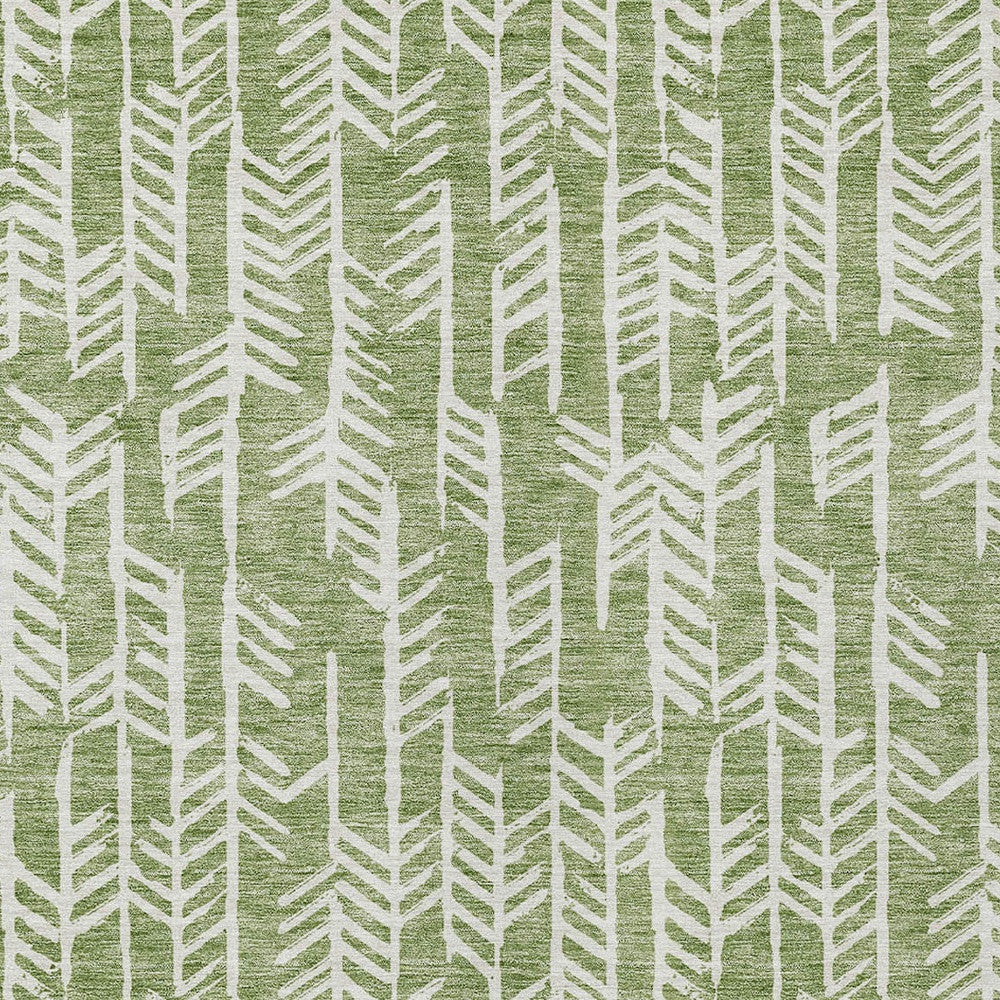 Tabselect Home Line 5' X 8' Green And Ivory Tribal Washable Indoor Outdoor Area Rug