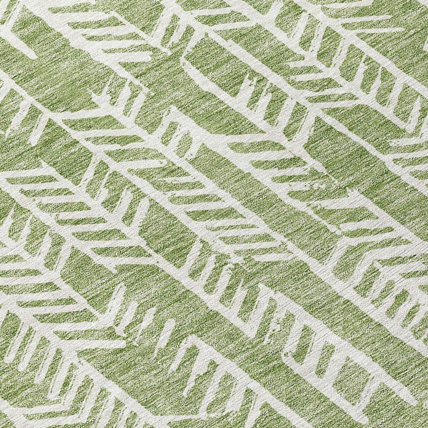 Tabselect Home Line 8' Green And Ivory Round Tribal Washable Indoor Outdoor Area Rug