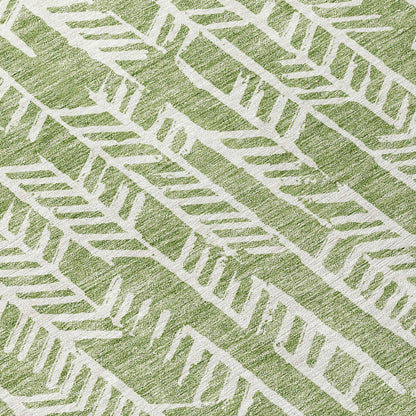 Tabselect Home Line 8' Green And Ivory Round Tribal Washable Indoor Outdoor Area Rug