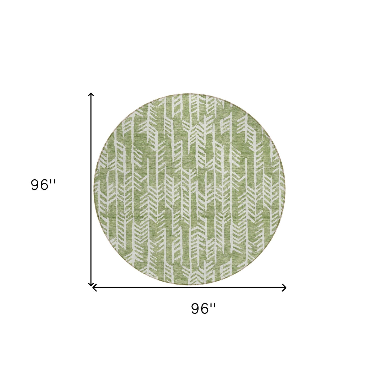 Tabselect Home Line 8' Green And Ivory Round Tribal Washable Indoor Outdoor Area Rug