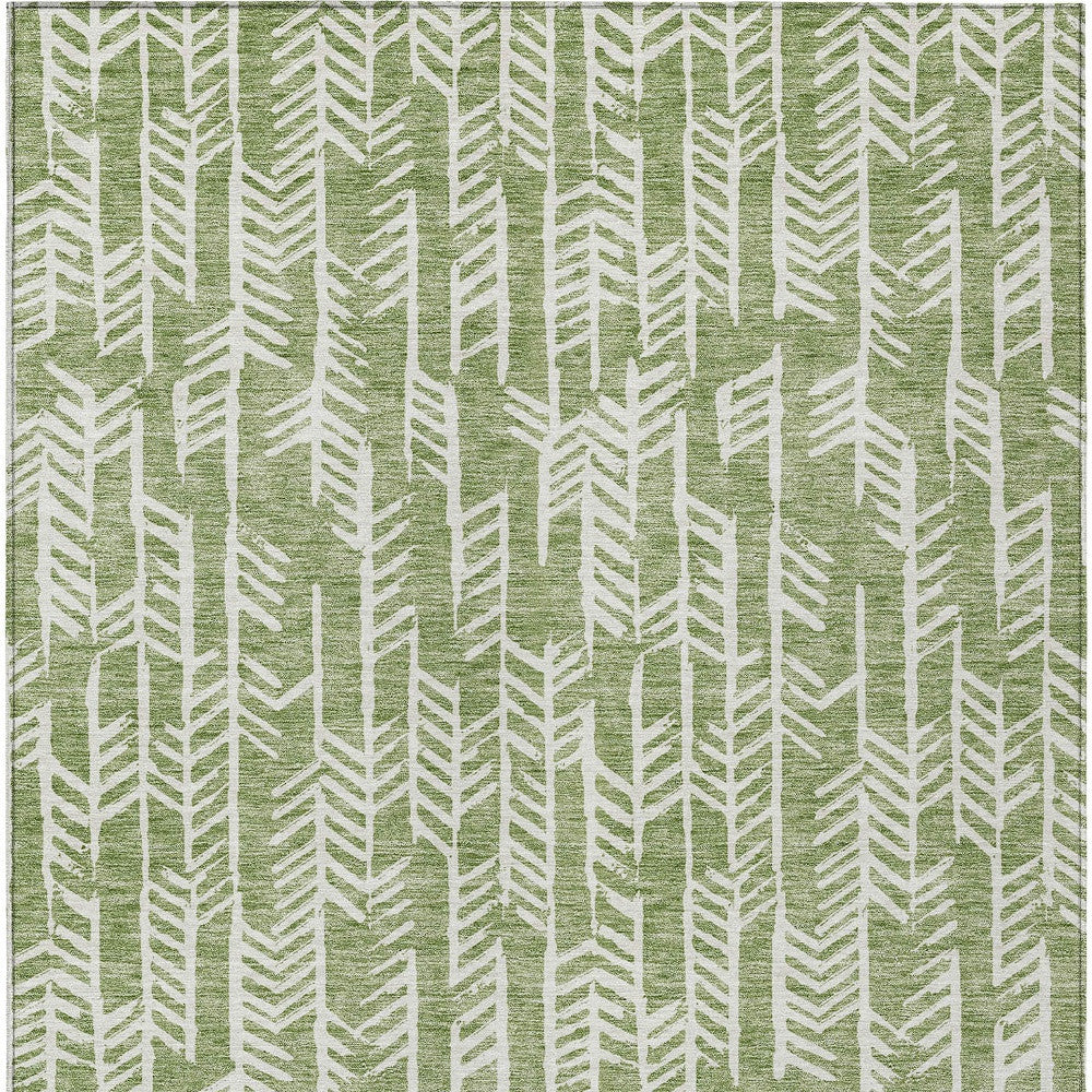 Tabselect Home Line 8' X 10' Green And Ivory Tribal Washable Indoor Outdoor Area Rug